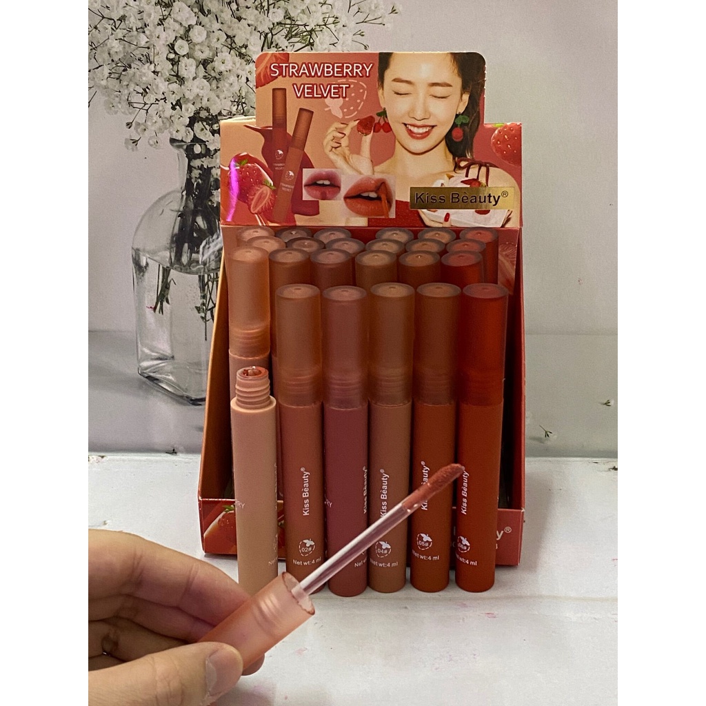 KISS BEAUTY STRAWBERRY Lipgloss Thai Peach Lipglos VELVET