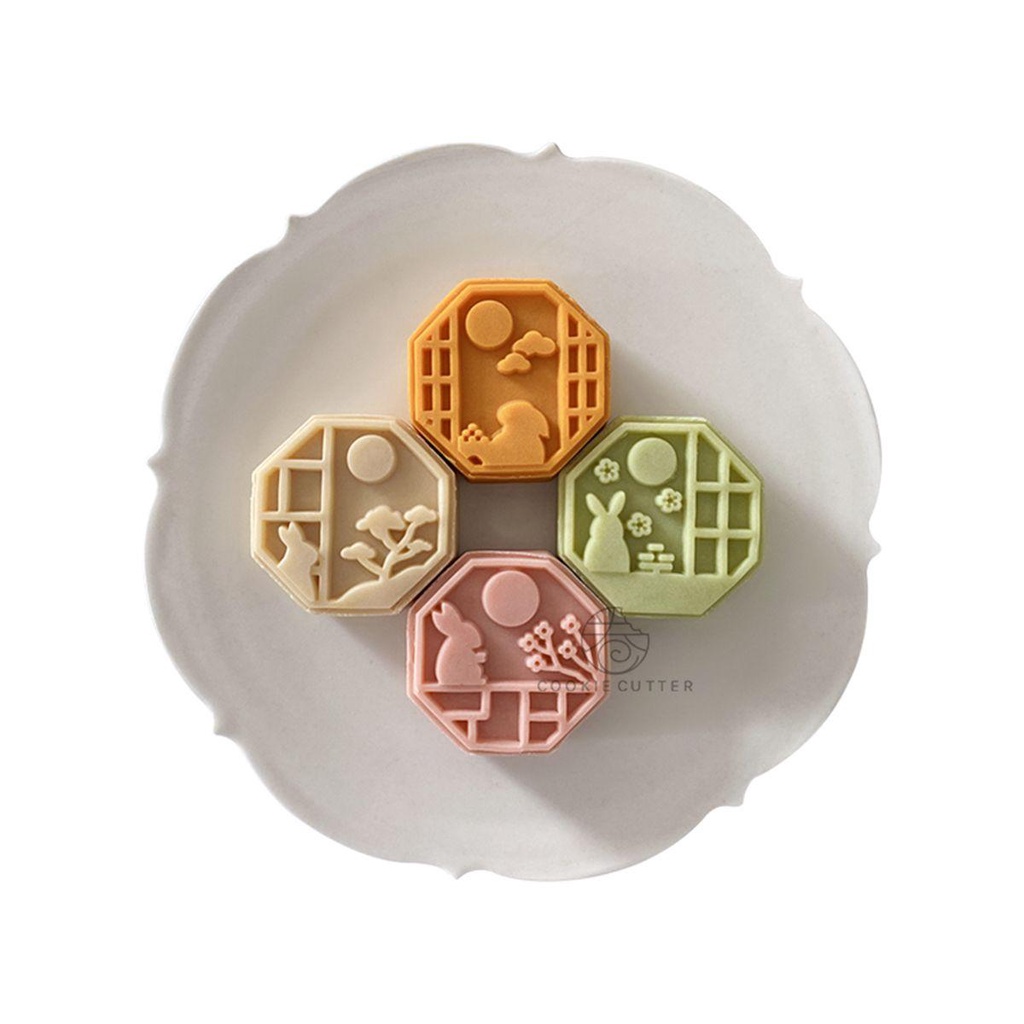 [Elegan] Ma'amoul Bentuk Mid-autumn Festival Gaya China Bunny Kelinci Dapur Silikon Manual Cookie Stamp Cutter