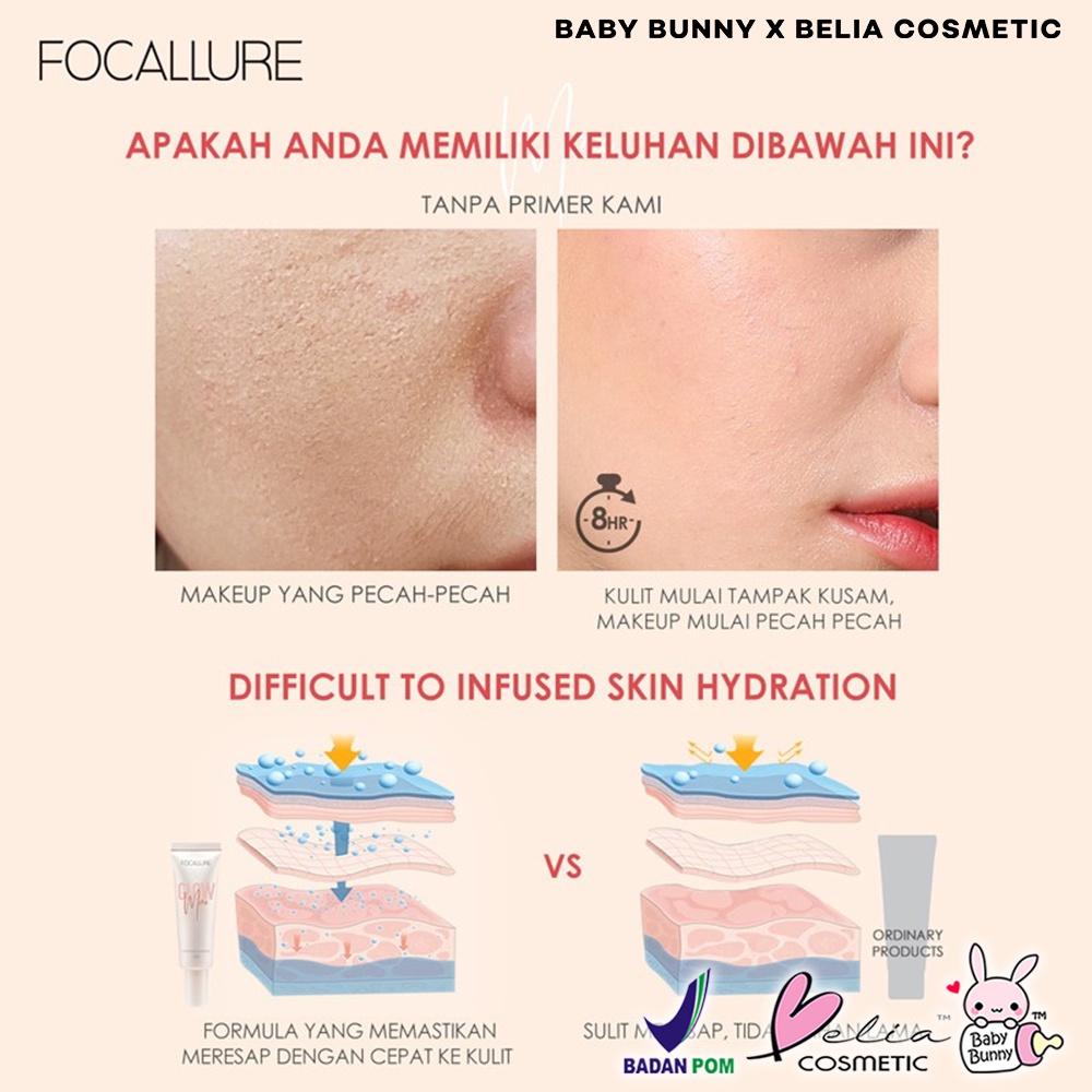 ❤ BELIA ❤ FOCALLURE Glowmax Hydrating Primer &amp; Blurmax Pore-Minimize Primer FA138 | Brighten &amp; Moisture makeup base | Tone-up | Oil-Control | Refreshing Face | Pore-Blurring Smooth Surface | BPOM