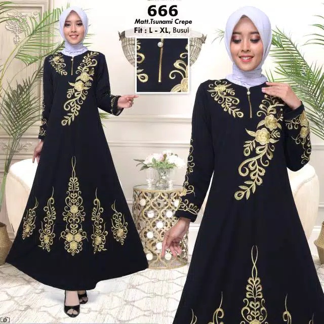 Trijaya . new abaya gamis maxi .gamis abaya hitam dress arab saudi bordir busui fit L dan XXL