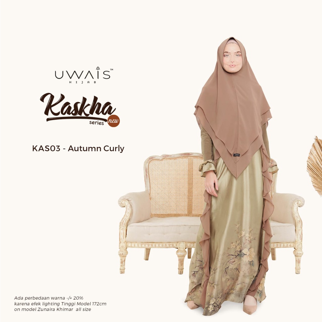 BAJU GAMIS PESTA SILK SYARI PREMIUM ORIGINAL UWAIS HIJAB KASKHA DRESS BROWN COKLAT FASHION MUSLIMAH 