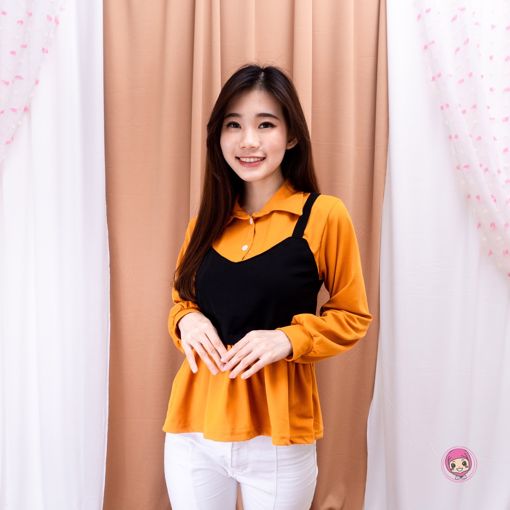 SELAL BLOUSE WANITA - BLOUSE KOREA - ATASAN WANITA - PAKAIAN TERLARIS - KOREAN STYLE-MUSTARD
