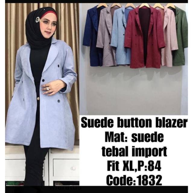 SUEDE BUTTON BLAZER