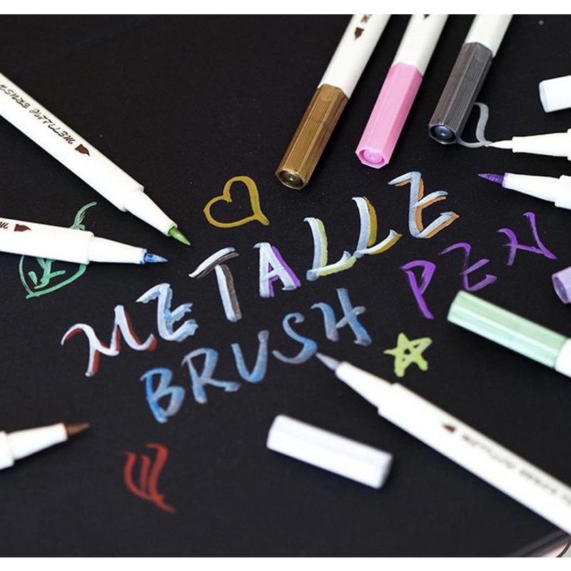 

[Tarras.Me] Metallic Brush Pen Spidol Warna Pena Kuas Metalik Kaligrafi Dekor