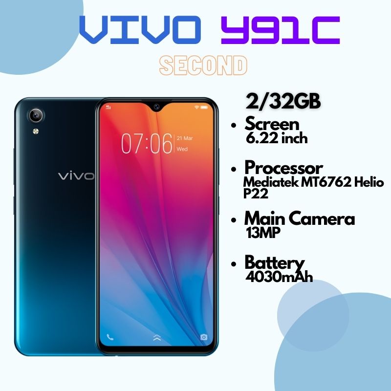 VIVO Y91c Second 2/32GB Fusion Black, Mulus, Like New