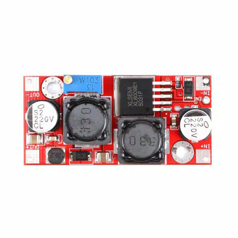 modul step up step down dc xl6009 Adjustable QSKJ pcb merah