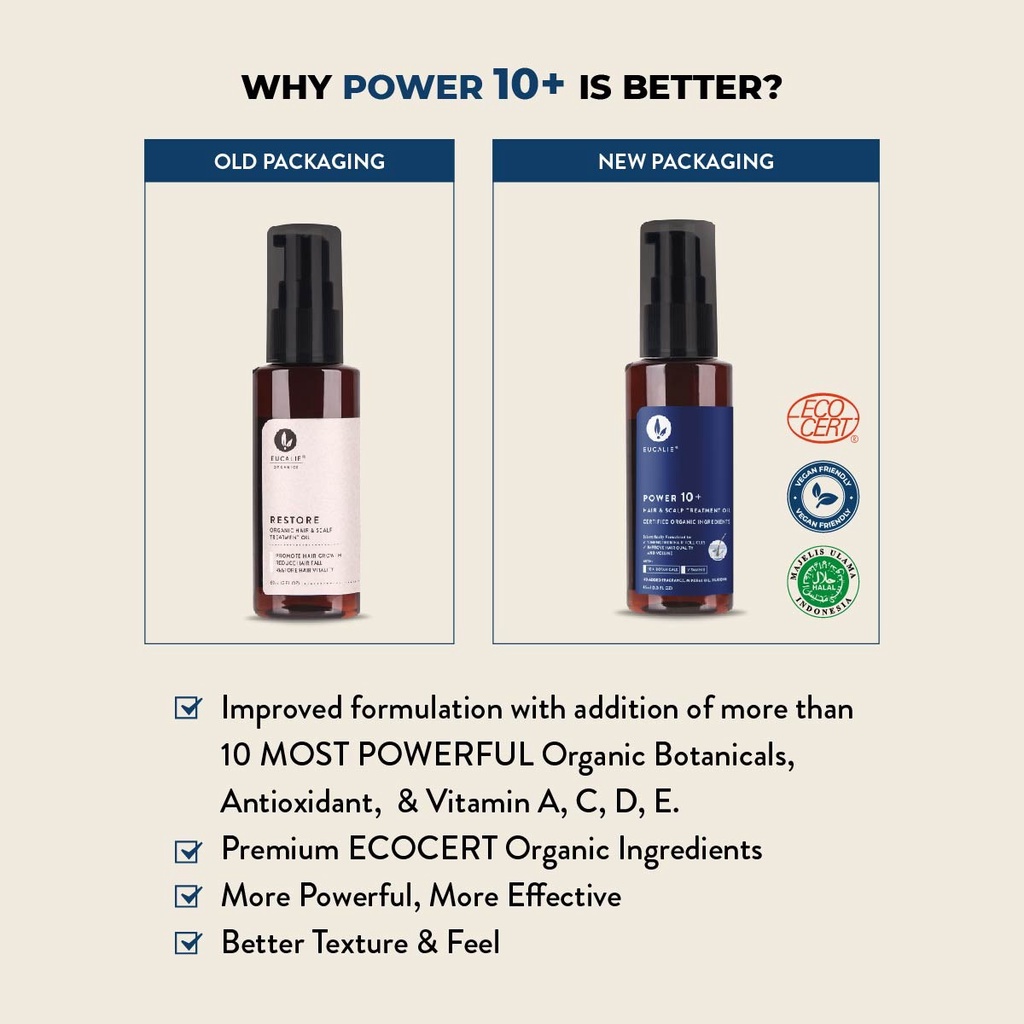 Eucalie Organic Hair Growth Oil & Scalp Treatment - Power 10+ (Rontok, Rusak, Ketombe, Sensitif)-8