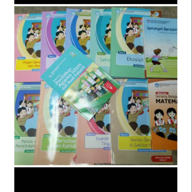 Harga satuan buku guru tematik k13 Dikbud kelas V tema 1,2,3,4,5,6,7,8,9,Pai,MTK,pjok