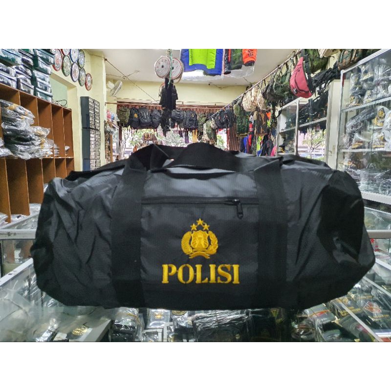 Tas Guling POLISI Hitam| Tas Duffel besar|Tas baju ukuran besar|Tas piknik besar | Tas Mudik