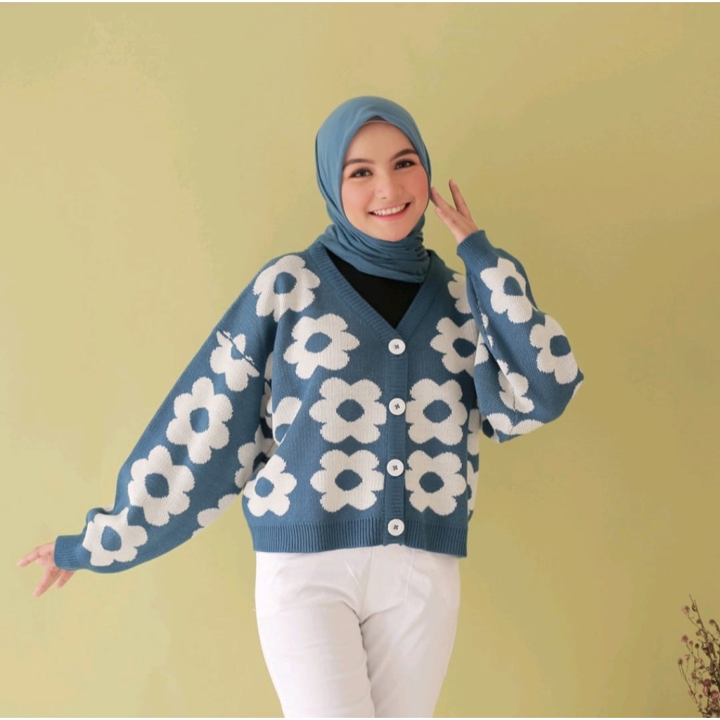 flower cardigan premium fashion wanita