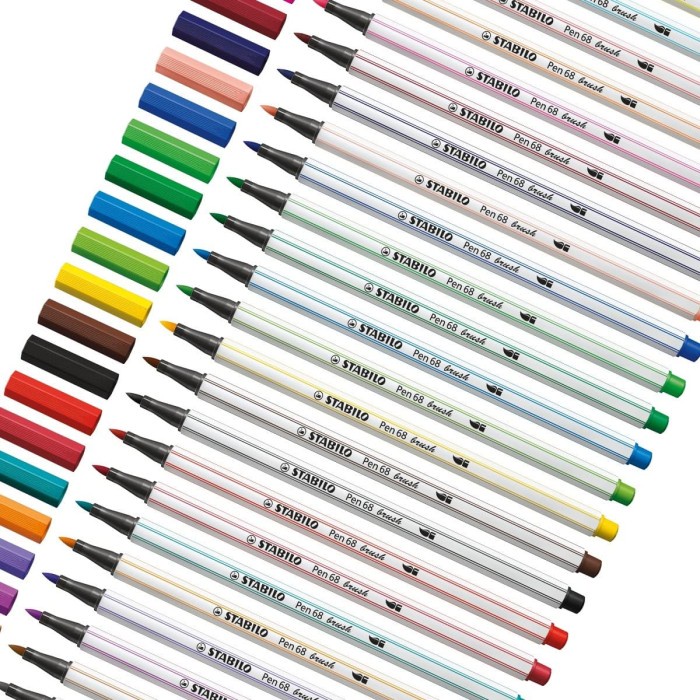 

kaligrafi-perlengkapan- stabilo pen 68 brush set 19pcs / premium marker kuas kaligrafi spidol