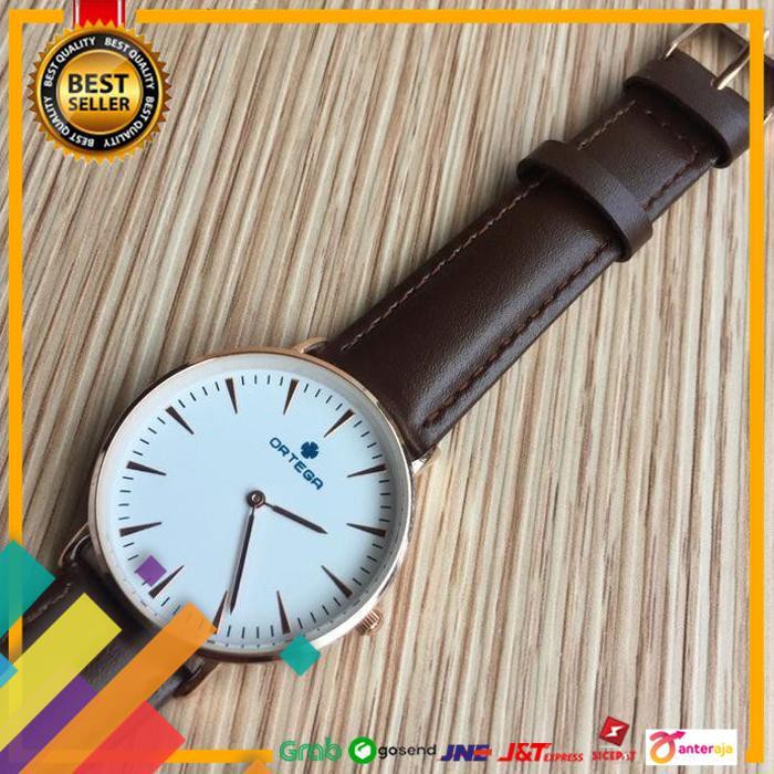 ON SALE.. JAM TANGAN KULIT PRIA WANITA ORTEGA UNISEX LEATHER WATCH MDEL DW BROWN ..TERLARIS