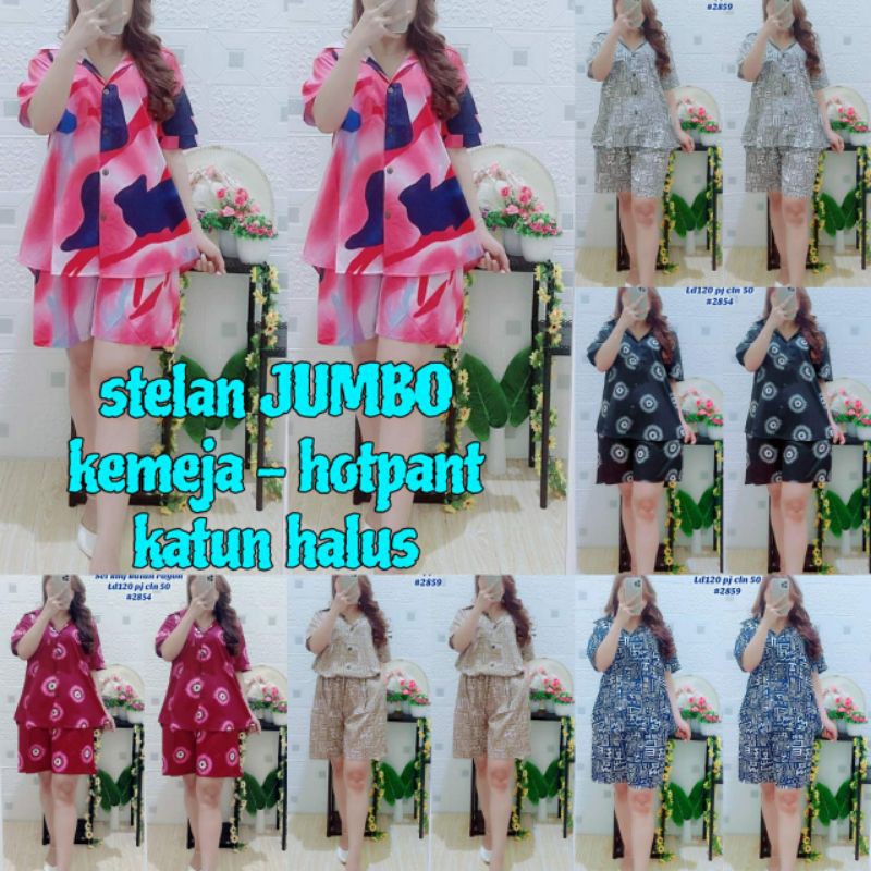 Baju Tidur/Set Hotpant Kemeja Standar(XL)&amp;Jumbo(3XL)