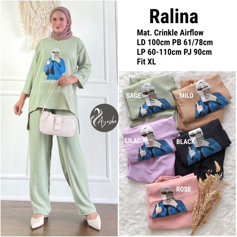 Ralina set setelan blouse dan celana 2 in 1 ayesha