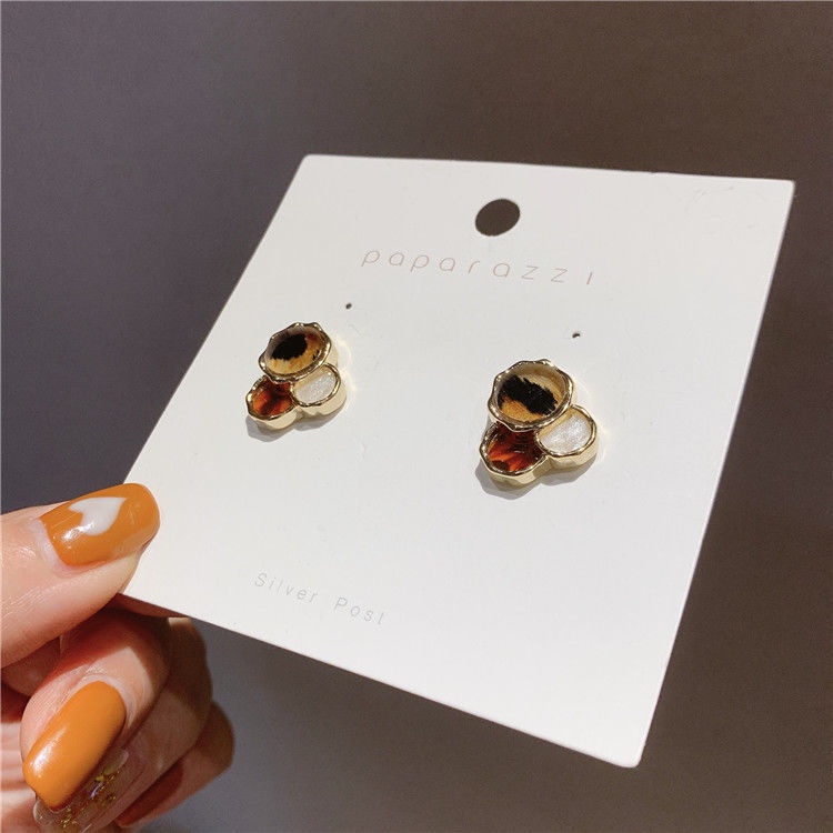 Anting Sterling Silver Hypoallergenic Motif Print Leopard Gaya Korea Untuk Wanita