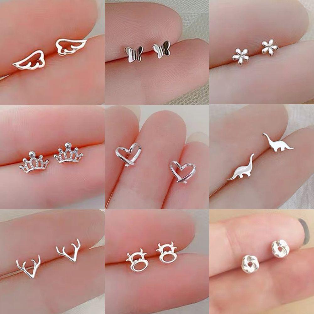 Anting Stud Hypoallergenic 925 Silver Bentuk Dinosaurus Kupu-Kupu Untuk Wanita Butterfly