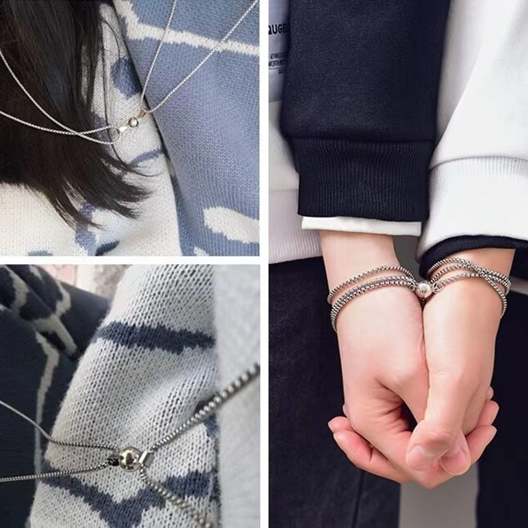Kalung magnet pasangan / kalung stainless steel / kalung fashion pasangan /   gelang kalung pasangan