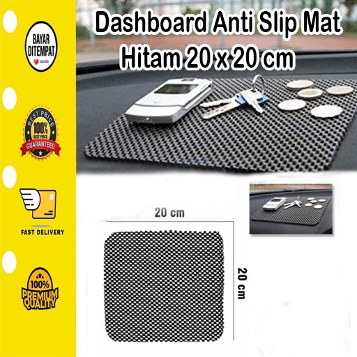 [BISA COD] Dashmat Dashboard Anti Slip Mat Hitam  Non Slip Mat Karet Anti Slip 20 x 20 cm