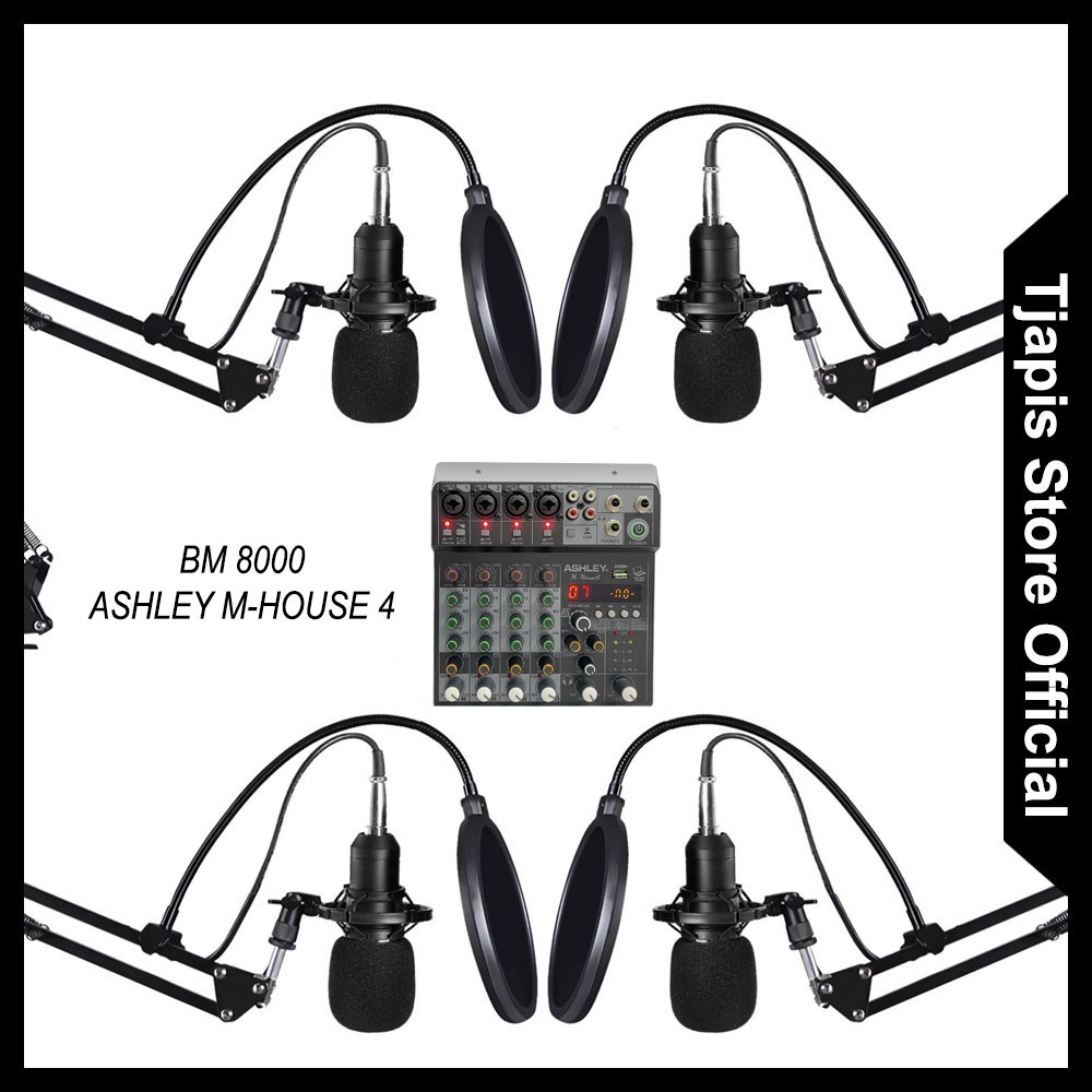 PAKET KOMPLIT MIC CONDENSER PODCAST PRO STAND ARM BM 800 BM 8000 ORIGINAL TAFFSTUDIO + ASHLEY