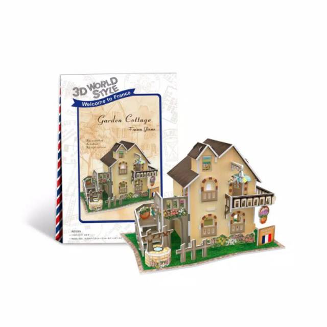 CUBIC FUN 3D WORLD STYLE PUZZLE FRANCE GARDEN COTTAGE