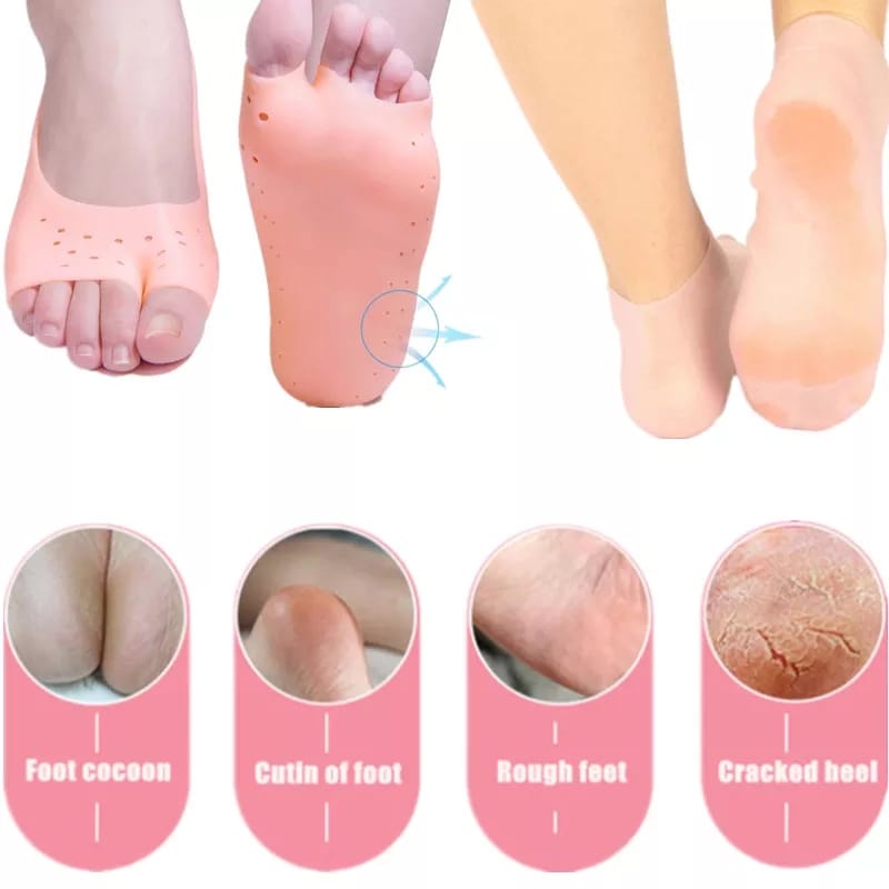 SATU PASANG KAUS KAKI SILICON GEL INSOLE SEPATU WANITA ALAS SEPATU ANTI KAKI PECAH DAN KAPALAN