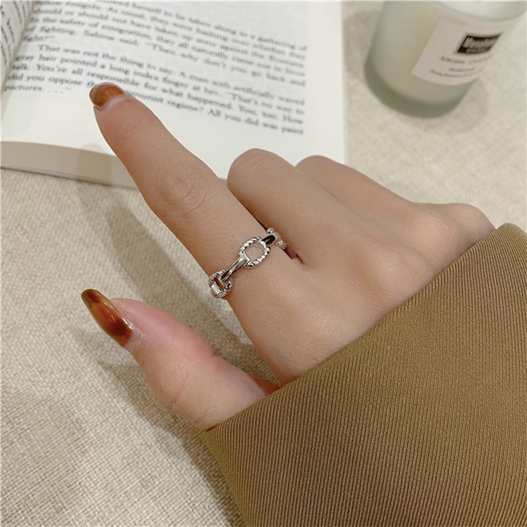 Statement Chain Metal Finger Ring for Women Gold Color Adjustable Opening Ring Copper Jewelry