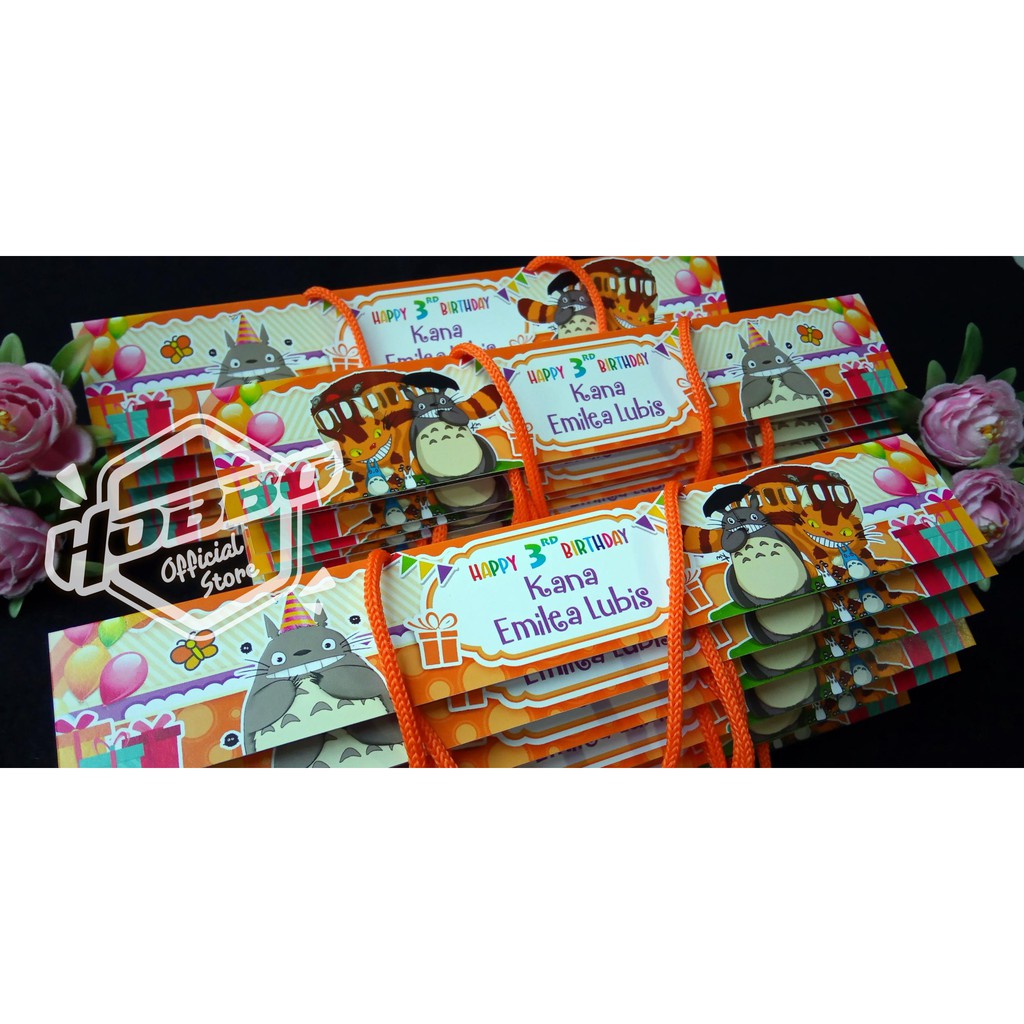 25x4 cm - Goodie Bag Plastik Ulang Tahun - Label Tas Snack Jajan Ultah Custom-8