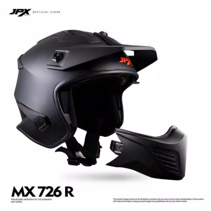 Helm JPX MX 726 R Hitam Doof Helm Supermoto
