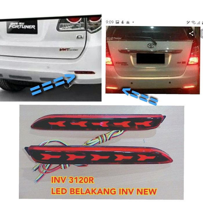 Lampu reflektor bumper belakang toyota innova inova  / grand fortuner + running sein 2008 2009 2010 2011 2012 2013 2014 2015 camry alphard