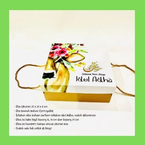

Box Hampers Kotak Kado Gift Box Cake Box Dus Kue Tas Tenteng Kardus Packing Bingkisan Dus Kemasan 20 x 20 x 8 cm Tema Idul Adha (10pcs)