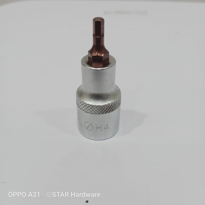 Lippro Mata Socket Short Hex Bit 4 mm DR 1/2" / Sock Kunci L Pendek