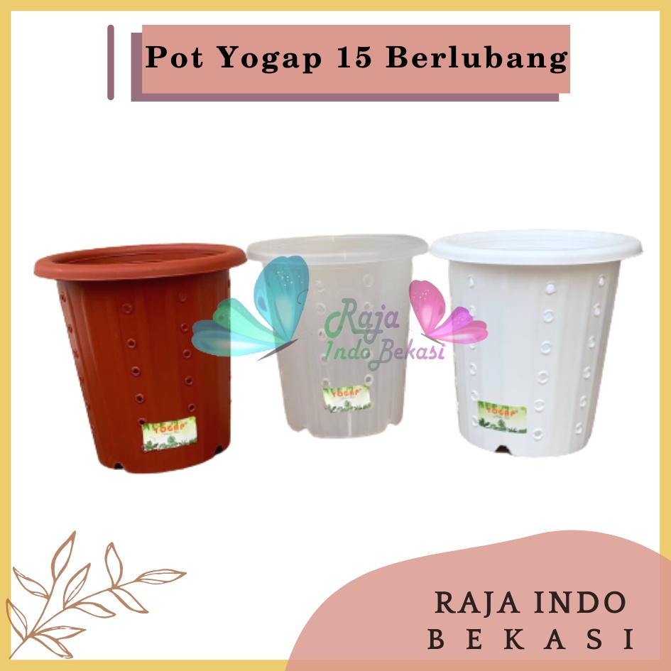 Rajaindobekasi Pot Yogap 15 Putih Bening Transparan Merah Bata Merah Coklat Terracota Terracotta Berlubang