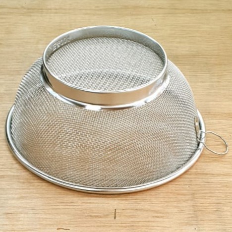 saringan buah sayur tirisan minyak kawat basket wire strainer stainless bulat 21 / 24 / 27 cm