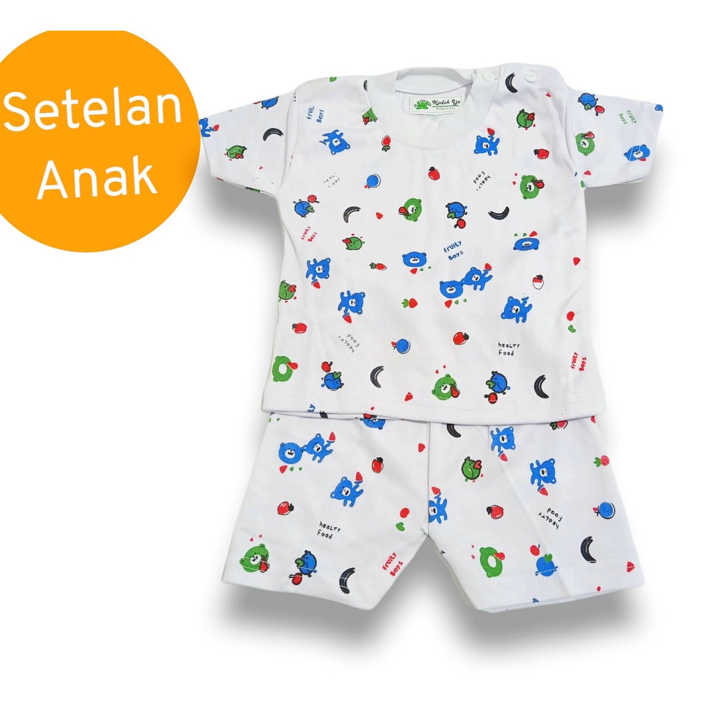 Baju Anak Laki Laki | Setelan Baju Bayi Putih FULL PRINT 6-12m