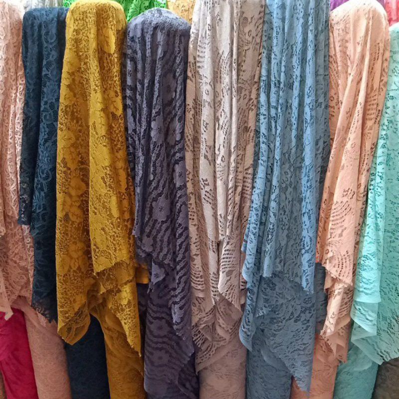 HARGA per 0.5m KAIN BROKAT CORDNELY (BROKAT TULANG) BNYK MOTIF DAN WARNA