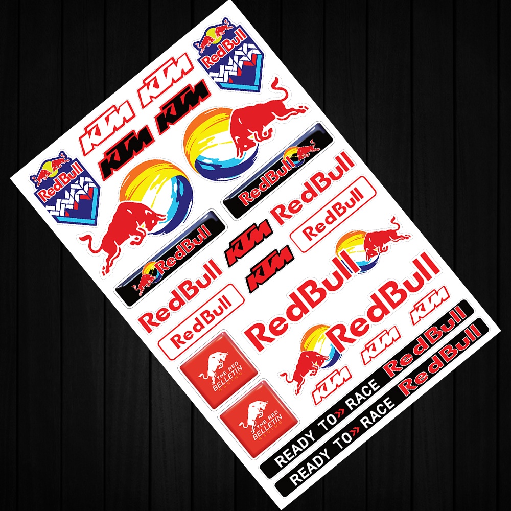 1pc Stiker Redbull &amp; Ktm A4 Moto Gp Untuk Dekorasi Helm Motor