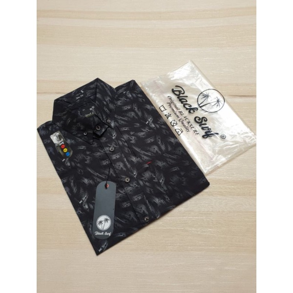 kemeja pria motif lengan pendek|kemeja  black surf premium