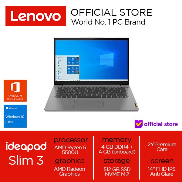LENOVO IP3 AMD RYZEN5 5500U/8GB/512GB/W10+OHS/SAND