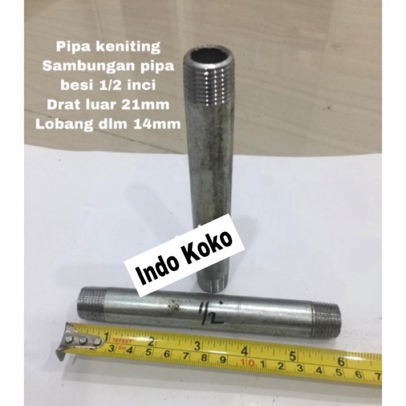 Pipa keniting 1/2”inci Sambungan pipa besi 1/2"inci