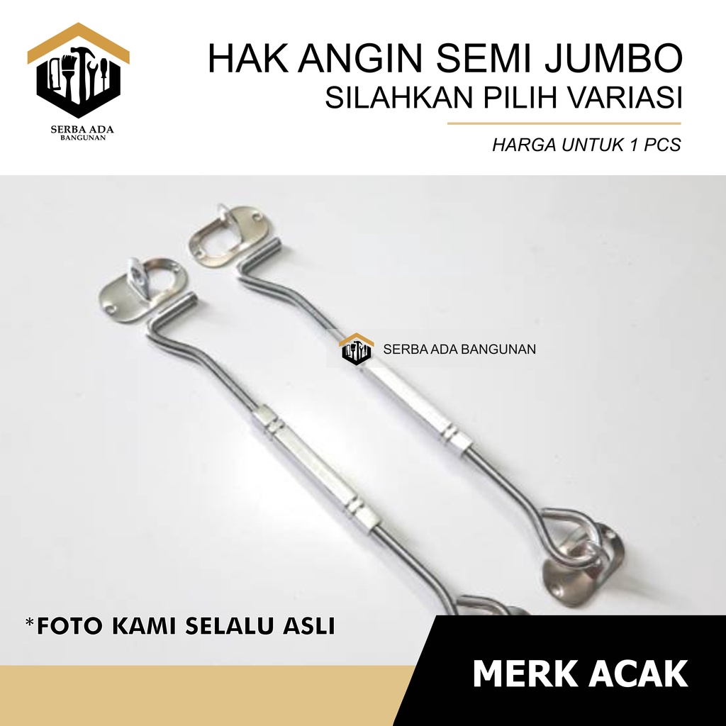 HAK ANGIN SEGI SILVER / CANTOLAN PENAHAN JENDELA 8 inch / 20 cm - ANTI KARAT KUALITAS TEBAL TERMURAH HIGH QUALITY