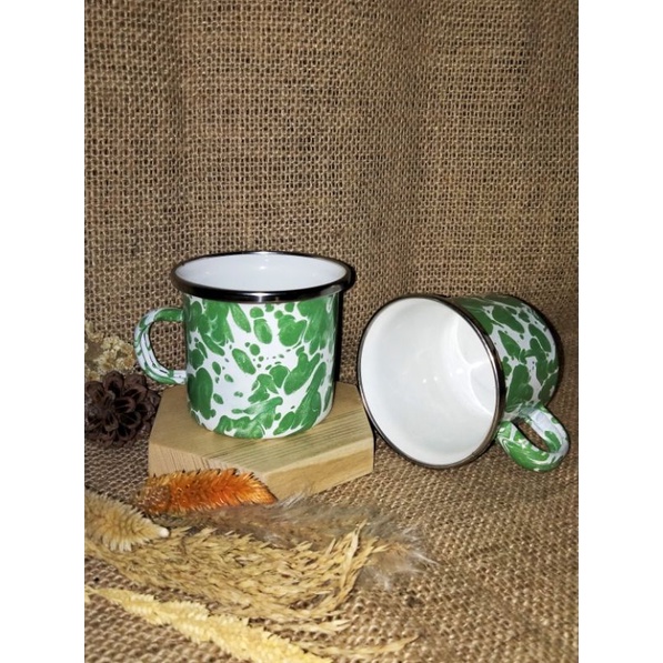 Cangkir Kopi / Teh Motif Blirik /Gelas Mug Enamel 6cm - Kedaung Ori