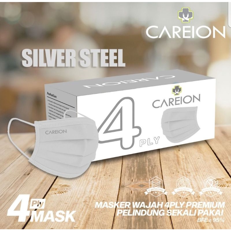 MASKER CAREION EARLOOP 4PLY ISI 50PCS EMBOS CAREION KEMENKES RI AKD MEDIS