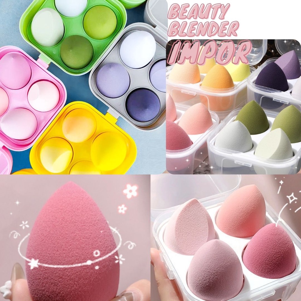 BEAUTY BLENDER 1 SET ISI 4 PCS 4 WARNA SPONS MAKE UP SPONS BEDAK FOUNDATION