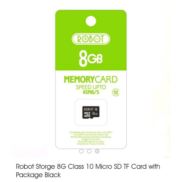 Robot Storage 8GB Class 10 Micro SD Card