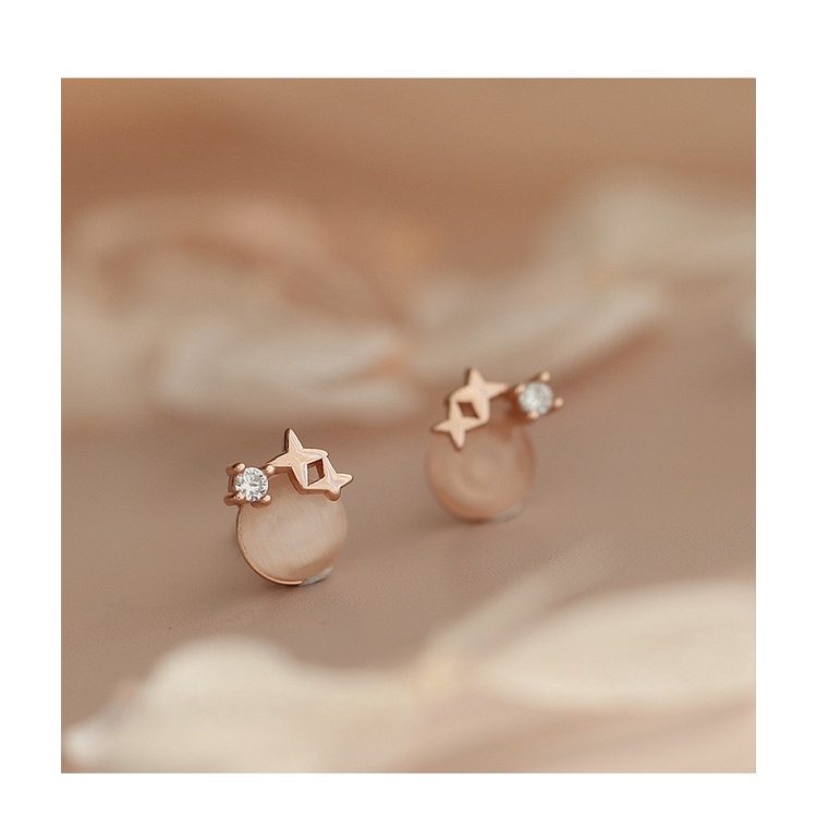 Anting Tusuk Sterling Silver 925 Desain Bintang Kecil Hias Batu Opal Simple Untuk Wanita