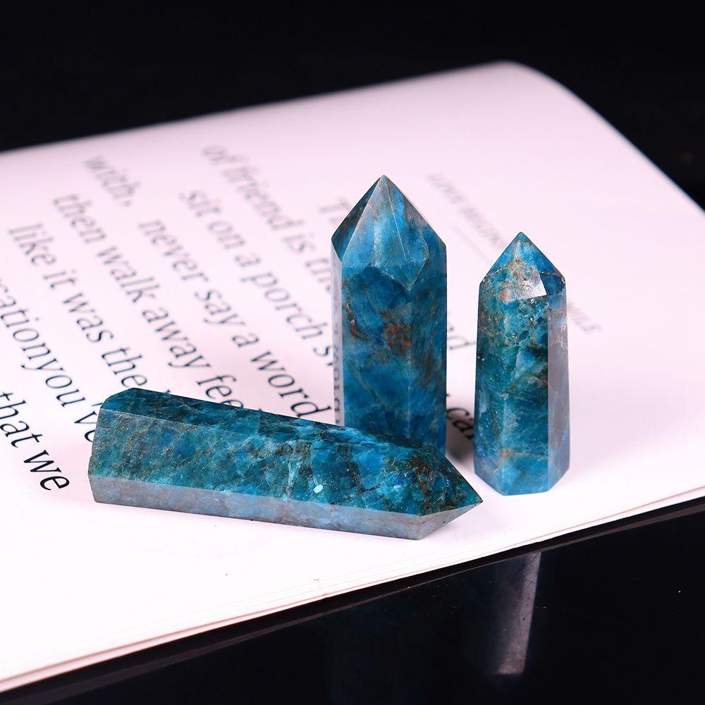 Agustinina Batu Kristal Alami DIY Tongkat Obelisk Akik Hexagonal Kolom Rohani Kerajinan Tangan Hexagonal Quartz Hiasan Meja Batu Penyembuhan