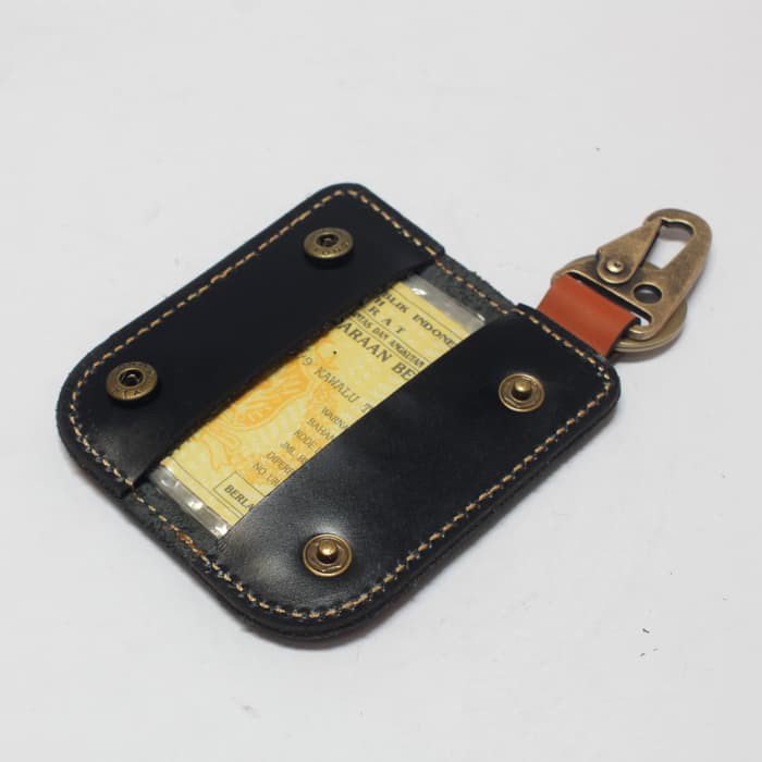 dompet stnk mobil motor model slim gantungan kunci hitam tan PHKC650