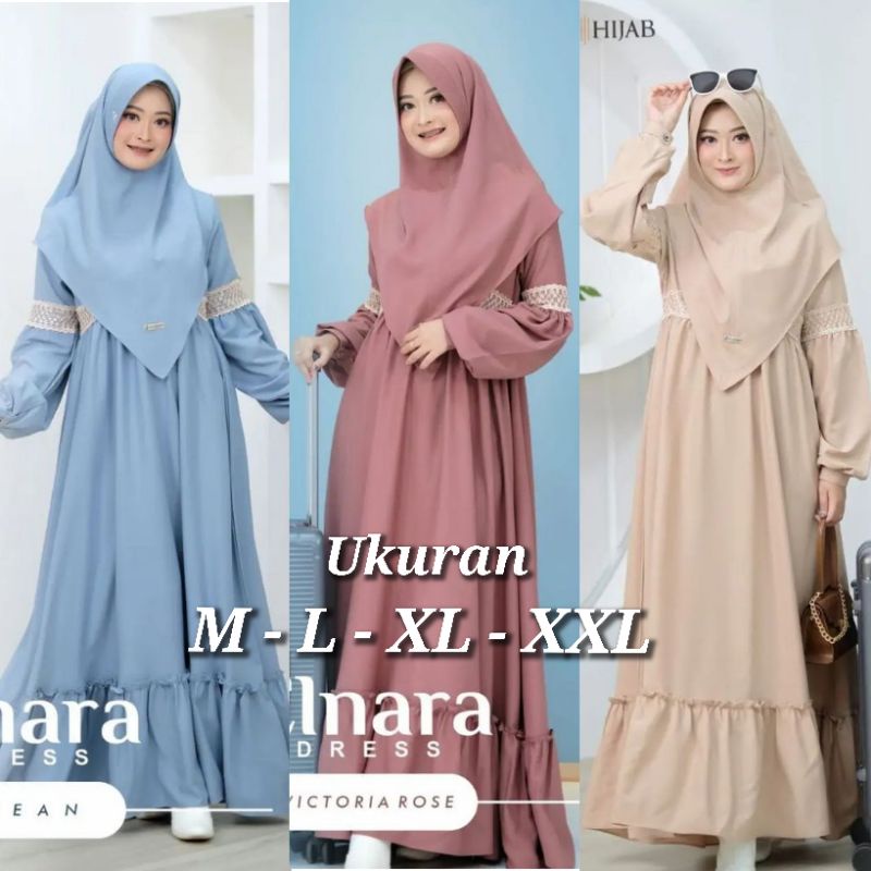 ELNARA SYARI UKURAN M - L - XL - XXL GAMIS SET SYARI GAMIS JUMBO BUSUI DRESS MURAH GAMIS SYAR'I PLUS KHIMAR KONDANGAN GAMIS RENDA GAMIS KEKINIAN GAMIS REMAJA GAMIS TERBARU BAJU GAMIS WANITA FASHION MUSLIM BAJU LEBARAN DRESS WANITA TERMURAH