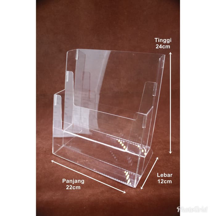

Acrylic tempat display brosur ukuran A4 2susun