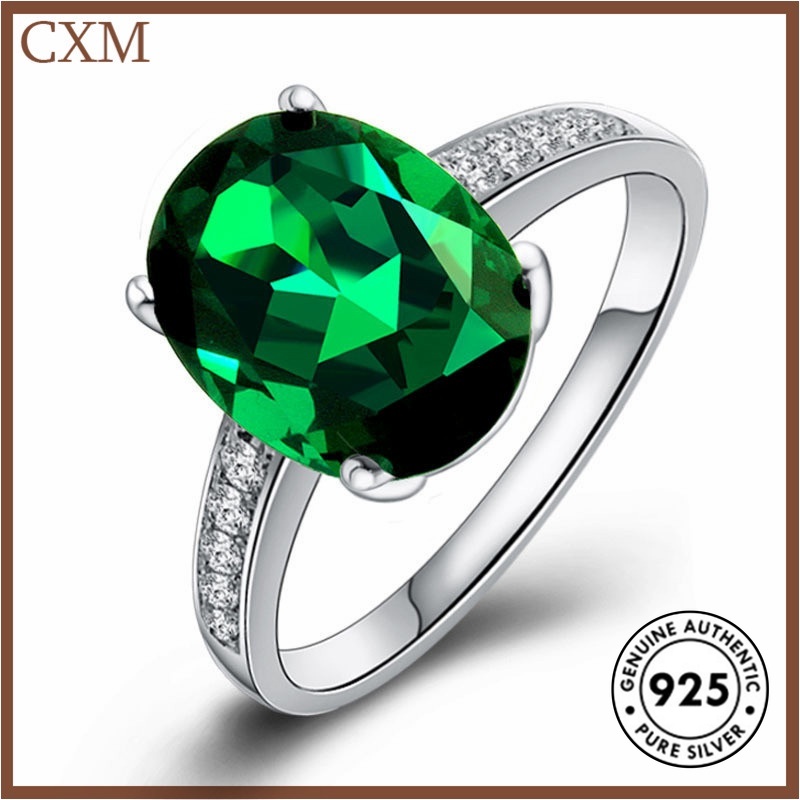 Cincin Lapis Silver 925 Dengan Emerald Untuk Wanita